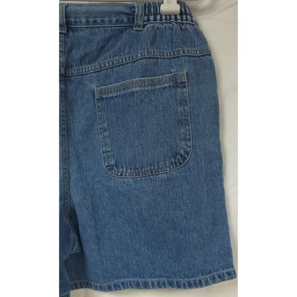 Vtg Blassport Womens 14 Stretch High Rise Med Wash Wide Leg Denim Shorts W34xL5 - Picture 6 of 11